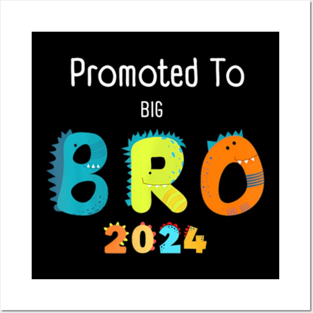 Kids Promoted To Big Brother Est 2024 Dinosaur TRex Boys Wall Art by POLOTEEZ